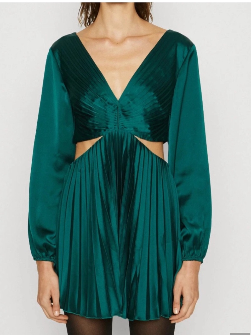Abercrombie & Fitch Emerald Green Pleated Mini Dress